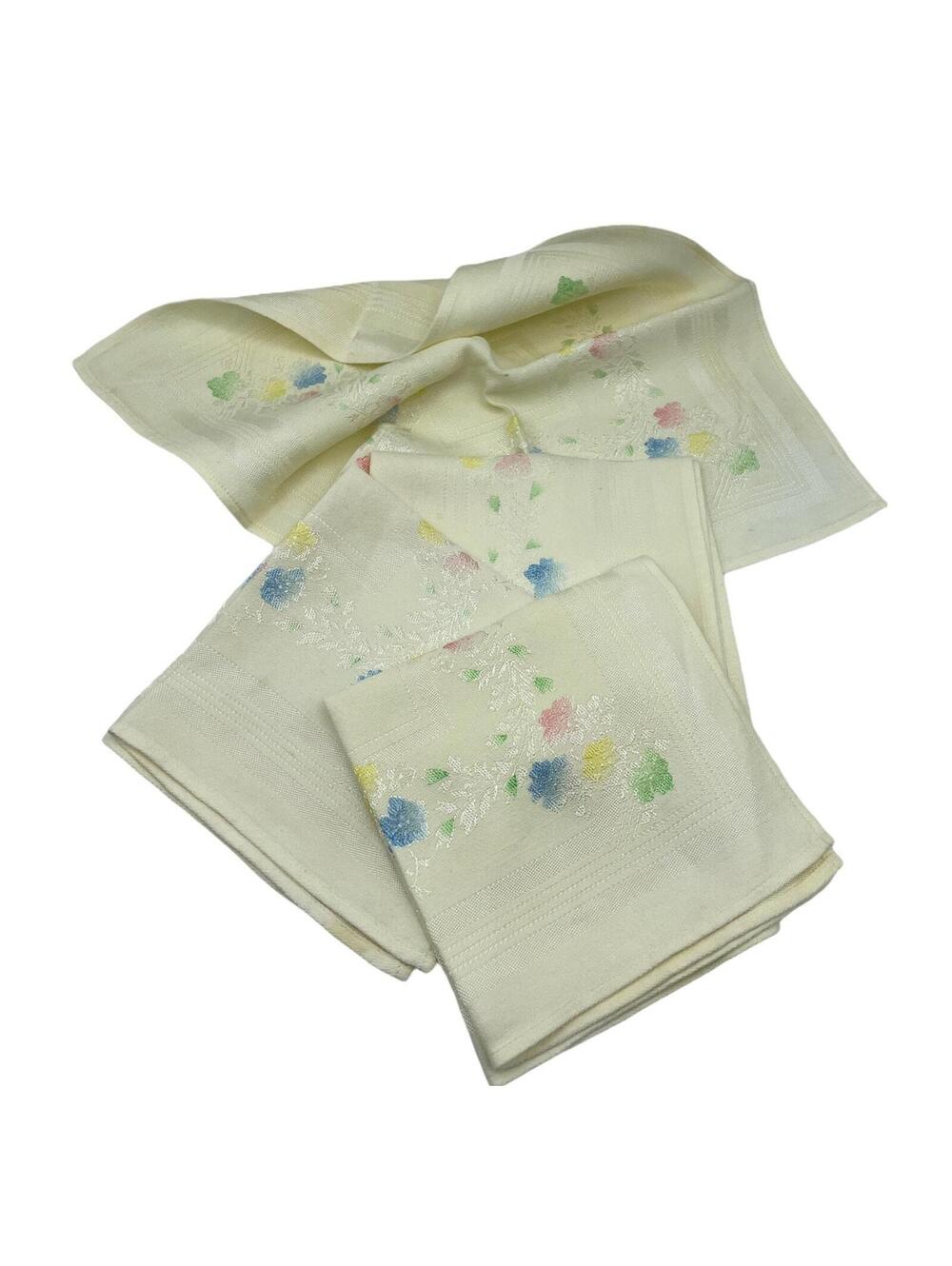 Vintage Damask Luncheon Napkins Set: Pastel Watercolor Floral, Cottagecore (4)